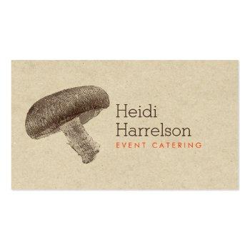 Small Mushroom Illustration Brown/tan - Catering, Chef Business Card Front View