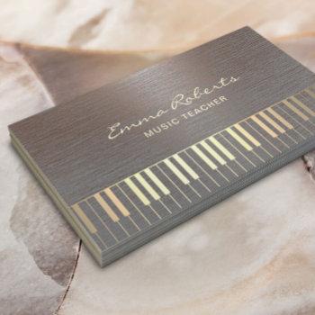 music gold piano keys musical stylish copper metal business card