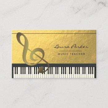 music note piano keyboard musician gold foil business card