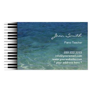 Small Music Piano Teacher Beach Sea Water Business Card Front View