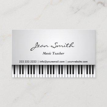 music teacher classy white piano musical business card