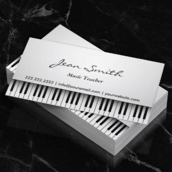 music teacher classy white piano musical business card