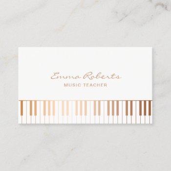 music teacher elegant gold piano keys musical business card