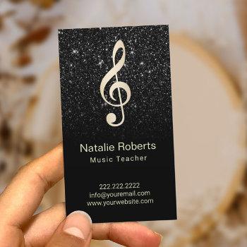 music teacher musical clef logo black glitter business card