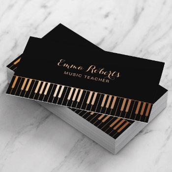 music teacher piano keys elegant black & gold business card