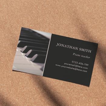 Small Music Teacher Piano Keys Professional  Business Card Front View