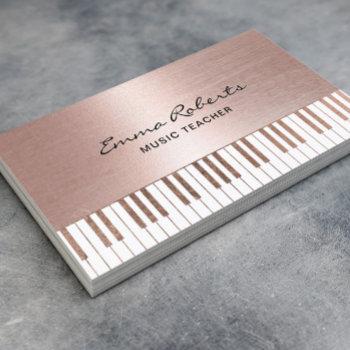 music teacher rose gold piano keys musical business card