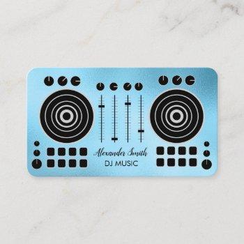 music turntable blue white dj player sound engine  business card