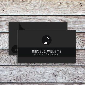 musician black business card with music note