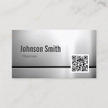 musician - stainless steel qr code business card