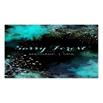 Small Mystic Starry Forest Massage Therapy Business Card Front View