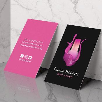 nail salon hot pink polish manicurist beauty business card