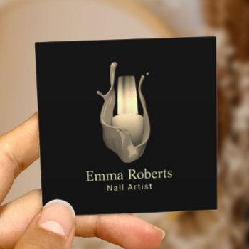 nail salon manicurist modern gold polish bottle square business card