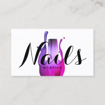 nail salon modern purple polish bottle manicurist business card