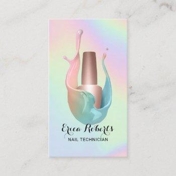 nail salon polish bottle pastel unicorn splash business card