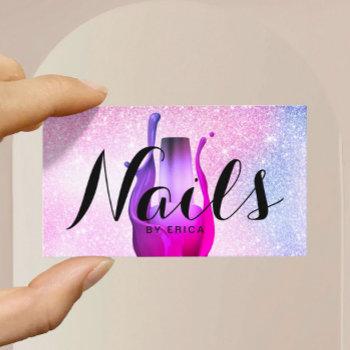 nail salon polish manicurist modern pastel glitter business card