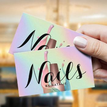 nail salon polish manicurist pastel holographic business card