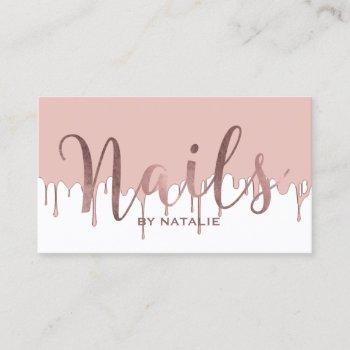 nail salon rose gold dripping makeup artist business card
