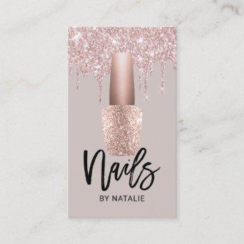 nail salon rose gold drips typography manicurist  business card