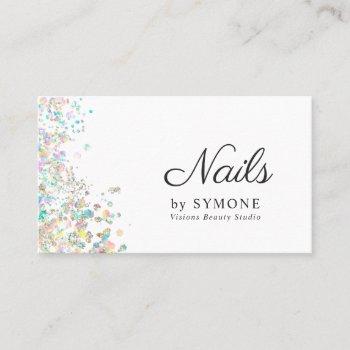nail tech, nail artist, salon holographic glitter business card