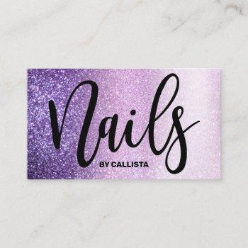 nail technician violet lilac purple triple glitter business card