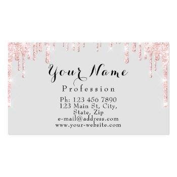 Small Nails Makeup Artist Rose Drips Gray Pink Kiss Business Card Back View