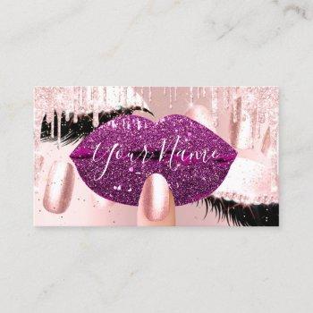 nails makeup artist rose purplekiss lips pink lash business card