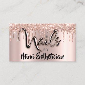 nails studio artist drips glitter rose beauty business card