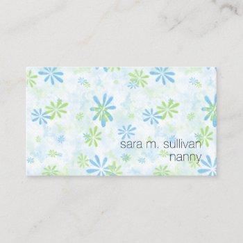 nanny babysitter childcare simple floral pattern business card