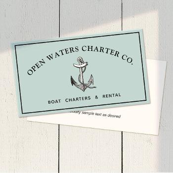 nautical anchor & rope marina blue business card