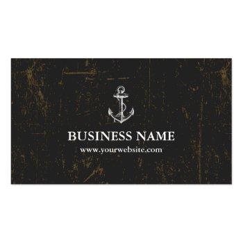 Small Nautical Anchor Vintage Grunge Dark Business Card Front View