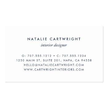 Small Navy And Yellow Mediterranean Tile Pattern Business Card Back View