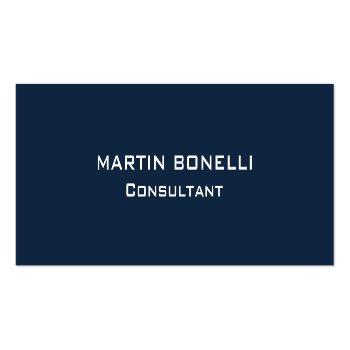 Small Navy Blue Special Unique Clear Consultant Mini Business Card Front View