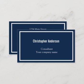  navy blue white minimal professional corporate  business card