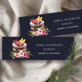 navy fruit floral cake patisserie cupcake bakery mini business card