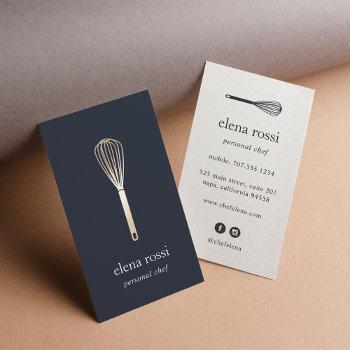 navy & gold whisk | chef catering bakery business card