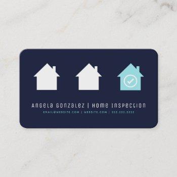 navy simple modern chic house inspection business card