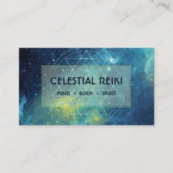 nebula galaxy modern watercolor | reiki holistic business card