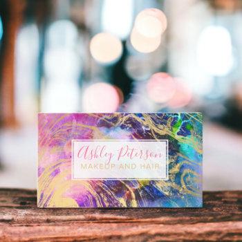nebula gold marble hair makeup typography business card