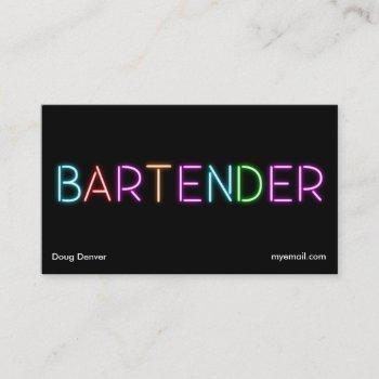 neon bartender business cards