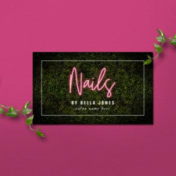 neon boxwood nail artist business card