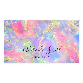 Small Neon Colors Gemstone Opal Texture Business Card Front View