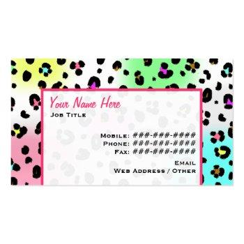 Small Neon Leopard Print Paw Print Business Card Back View