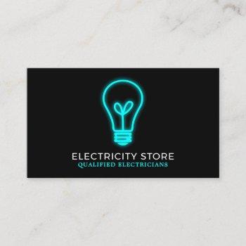 neon lightbulb, electrician business card