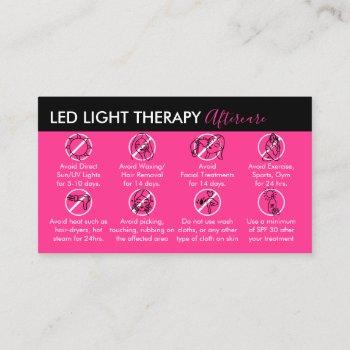 neon pink led light therapy aftercare business card