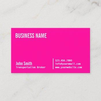 neon pink transportation broker business card
