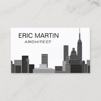 new york skyline grey modern architecture business card