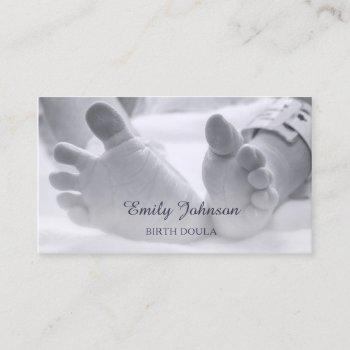 newborn baby feet hospital band birthing doula business card