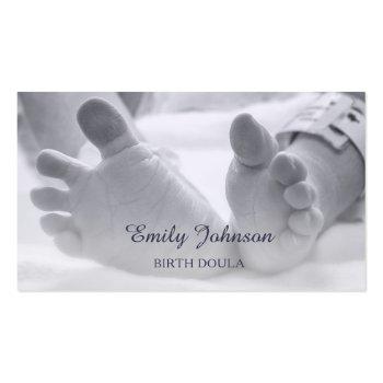 Small Newborn Baby Feet Hospital Band Birthing Doula Business Card Front View