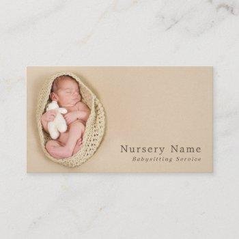 newborn baby & teddy, babysitter, daycare, nursery business card